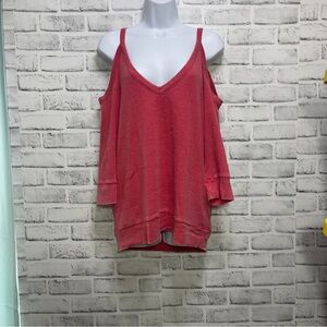 Chaser Coral Cold Shoulder Burnout Top Medium